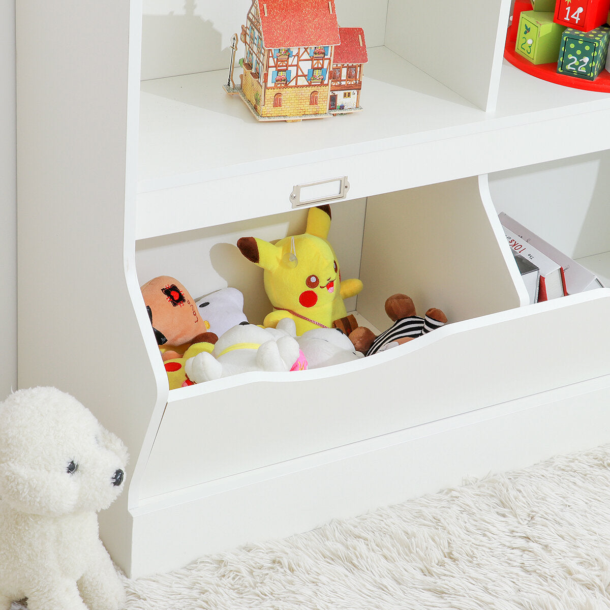 Insma Wooden 4 Cube Storage Organizer Kids Bookcase Bookshelves Storage Organizer for Home Bedroom White