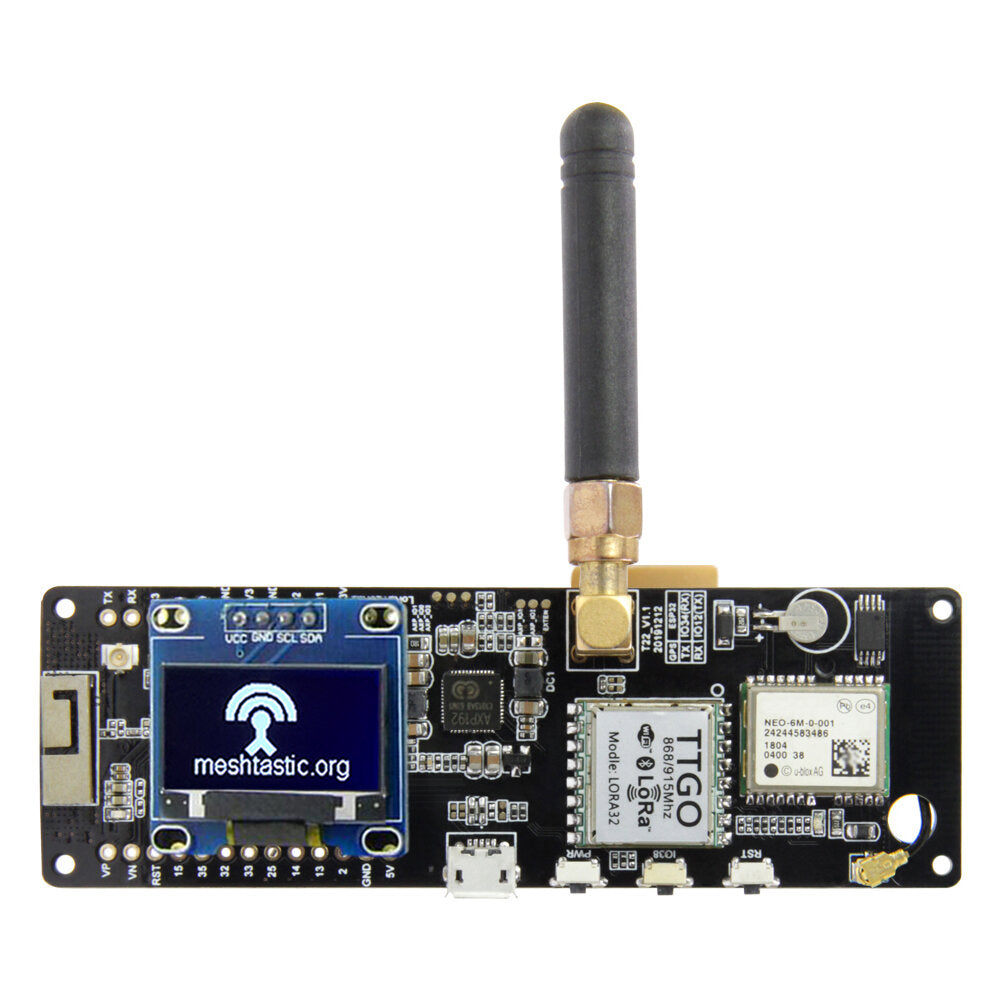 LILYGO TTGO Meshtastic T-Beam V1.1 ESP32 433/915/923Mhz WiFi Bluetooth ESP32 GPS NEO-6M SMA 18650 Battery Holder With OLED