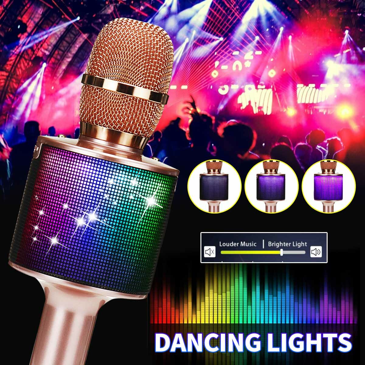 Bakeey D03 Wireless Microphone bluetooth Speaker HIFI TF Card AUX-In Luminous 2600mAh Music Player Recorder for K Songs Karaoke KTV Singing