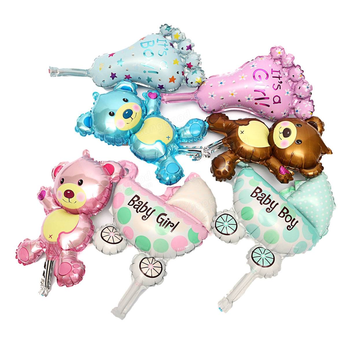 Baby Girl Boy Birthday Party Balloon Stroller Foot Bear Balloons Party Decoration