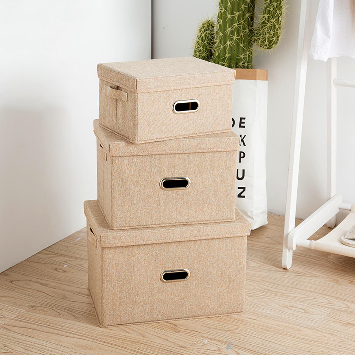 Folding Square Clothes Storage Bag Fabric Cube Drawer Organizer Cloth Basket Bag