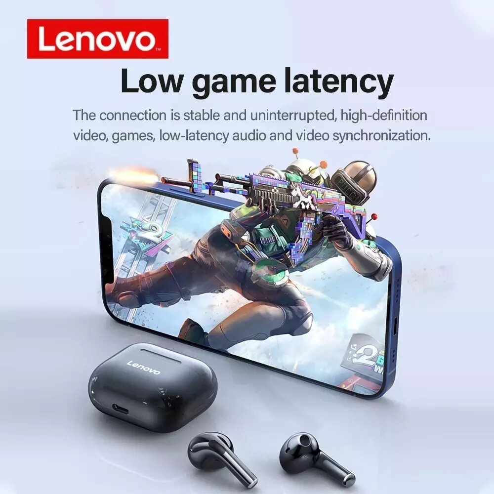 Lenovo LP40 TWS bluetooth 5.0 Earphone Wireless Earbuds HiFi Stereo Bass Dual Diaphragm Type-C IP54 Waterproof Sport Headphone with Mic