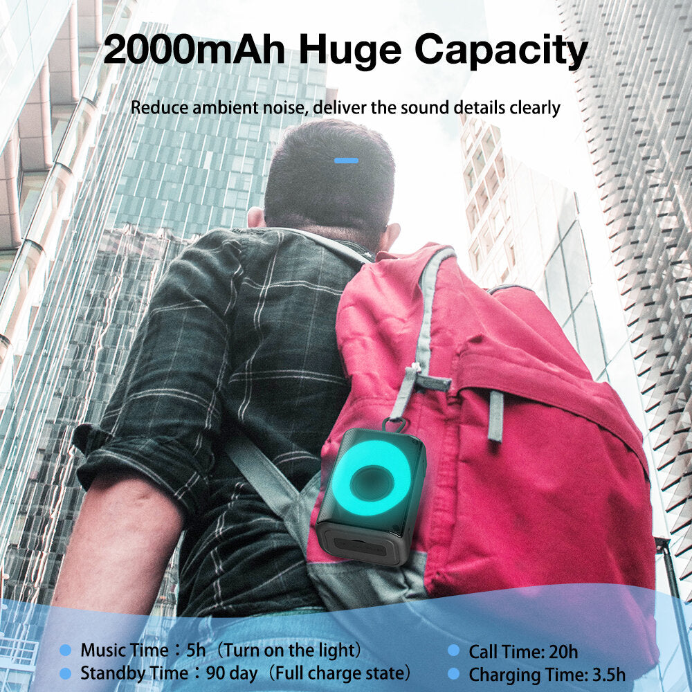 AirAux AA-WM2 10W TWS bluetooth V5.1 Speaker 360 Stereo 2000mAh Battery RGB Light 0.25KG Lightweight Outdoors Travel Mini Wireless Speaker