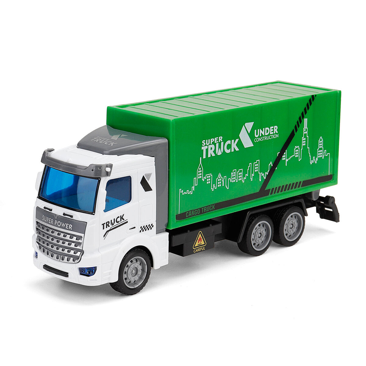 1: 48 Green Sprinkler / Container / Garbage Truck Flat Head Recycling Sanitation Truck Toys