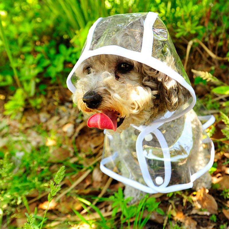 PU Pet Clothes Waterproof Light Dog Raincoat Transparent PVC Rain Coat With Hood