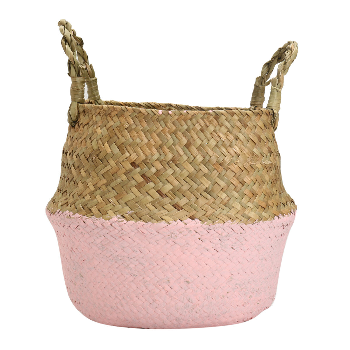 5PCS Mat Grass Belly Basket Storage Plant Pot Foldable Laundry Bag Room Decorative Flower Pot
