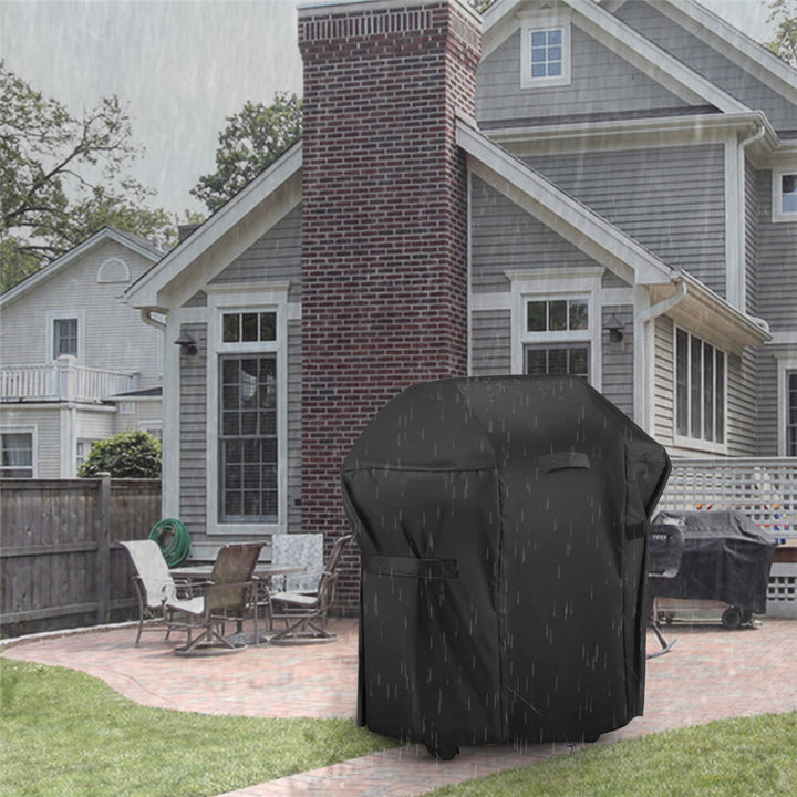 KING DO WAY BBQ Grill Cover 30x25x47'' Heavy Duty Waterproof Windproof Dust UV Resistant with Handle Straps Storage Bag Windproof Buckle and Shrink Rope for Weber Brinkmann Char-Broil Holland