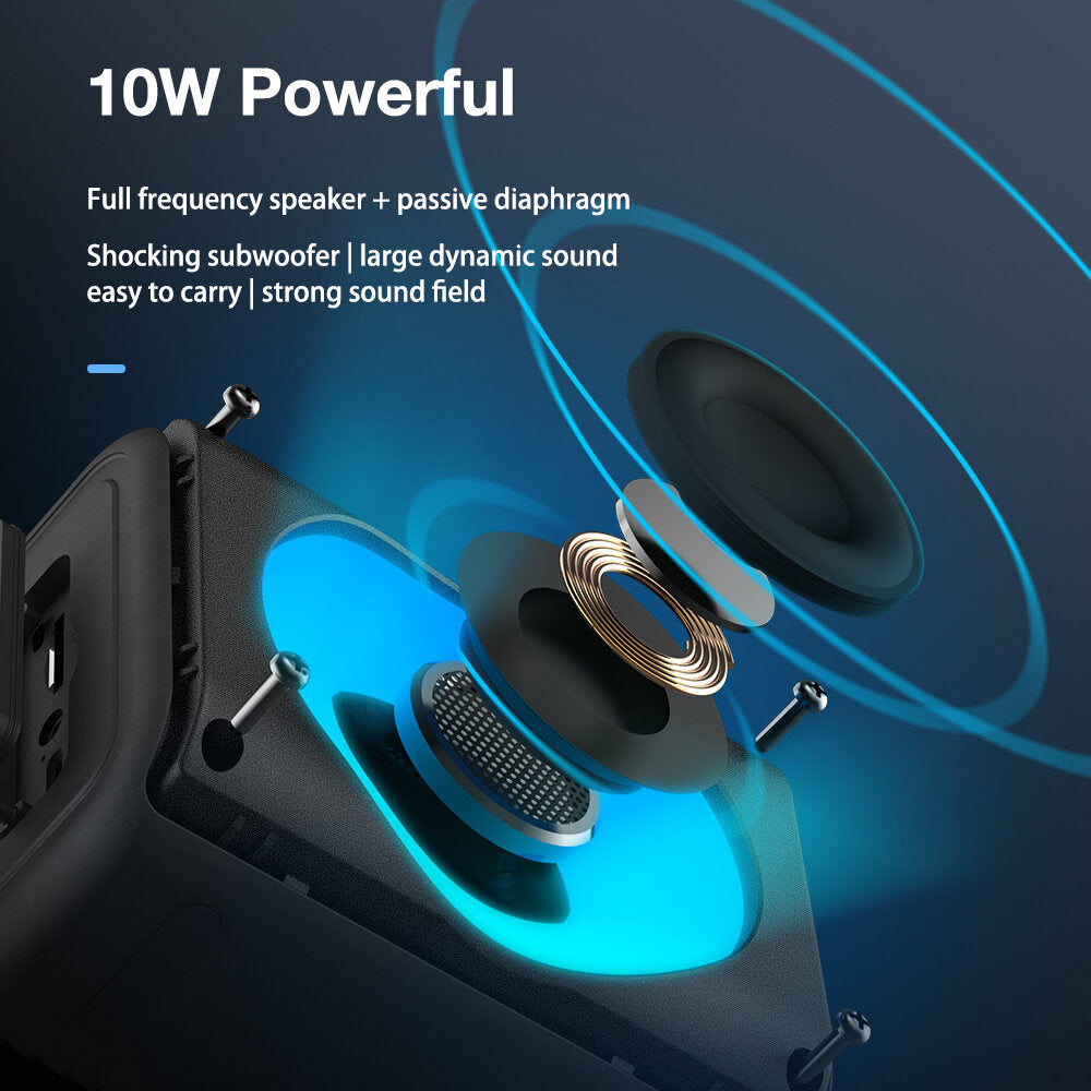 AirAux AA-WM2 10W TWS bluetooth V5.1 Speaker 360 Stereo 2000mAh Battery RGB Light 0.25KG Lightweight Outdoors Travel Mini Wireless Speaker