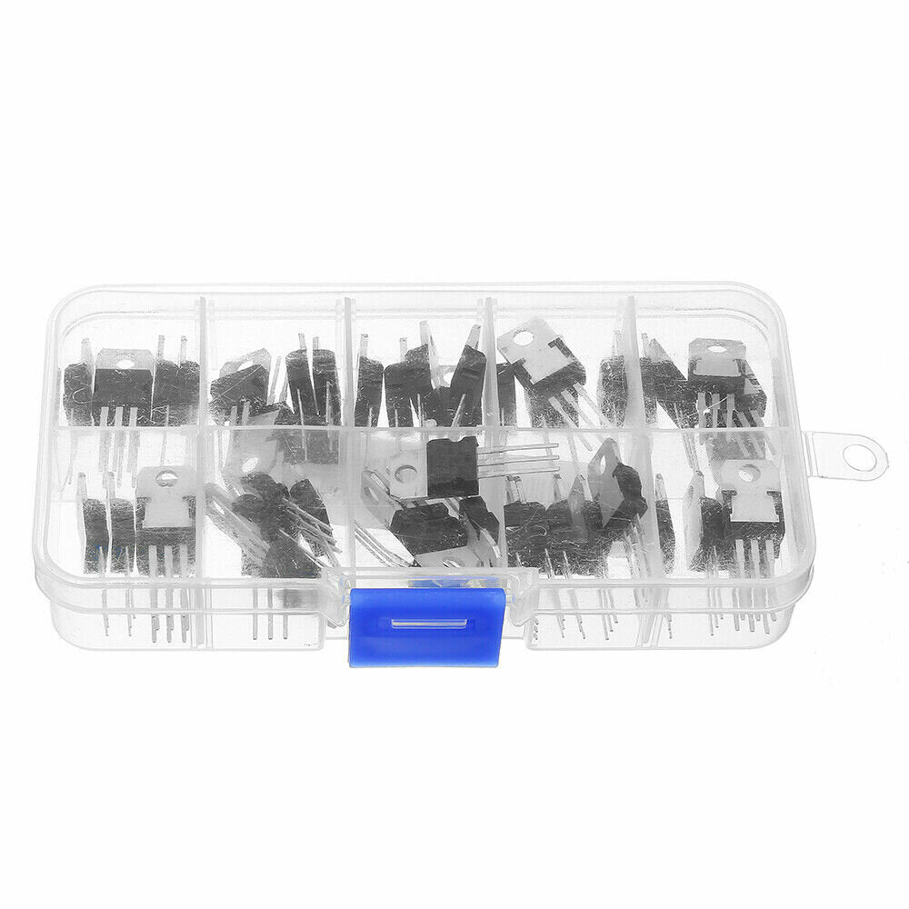 50pcs Transistor TO-220 Power Transistor Assortment Kit Three Pin Transistors Voltage Regulator Transistor Kit