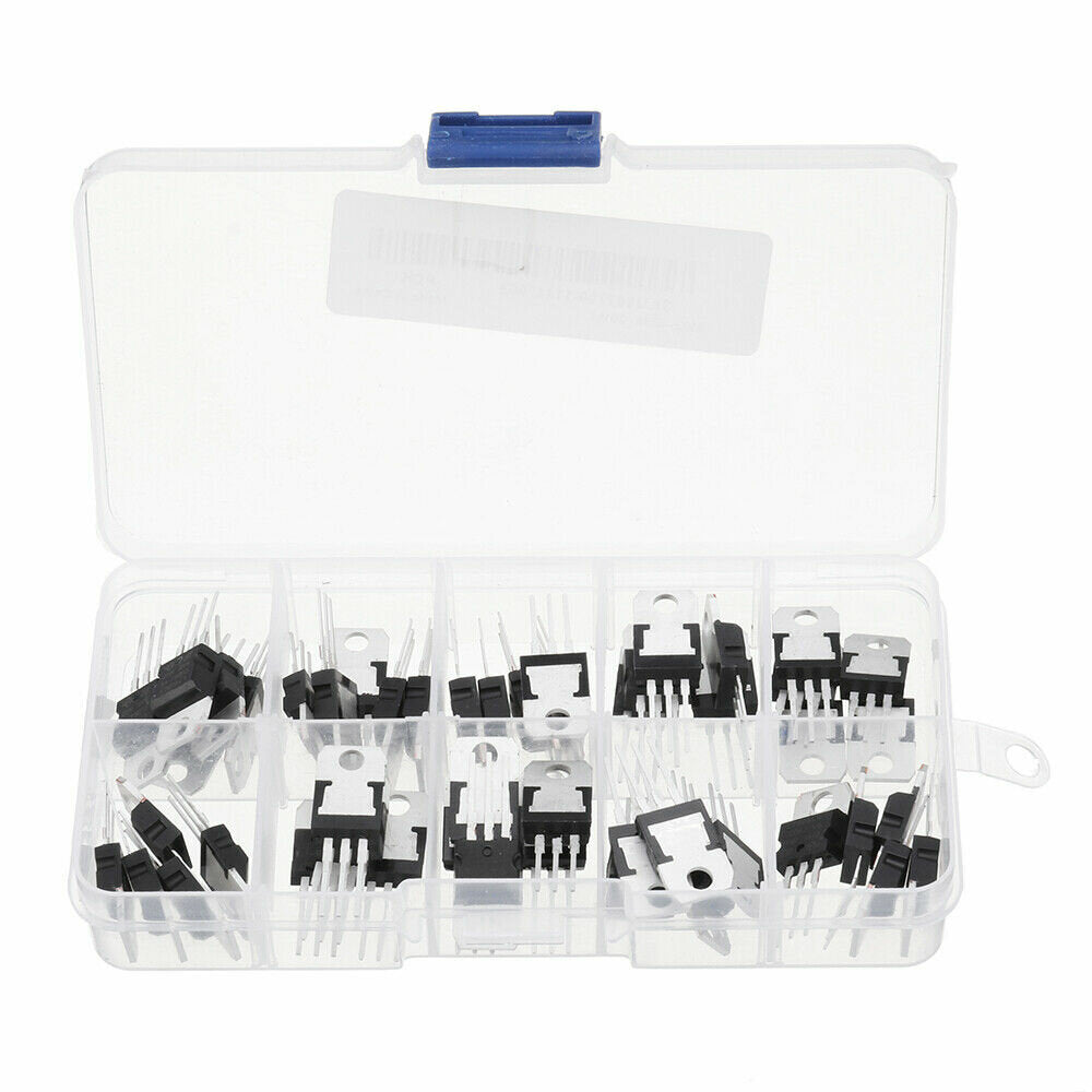 50pcs Transistor TO-220 Power Transistor Assortment Kit Three Pin Transistors Voltage Regulator Transistor Kit