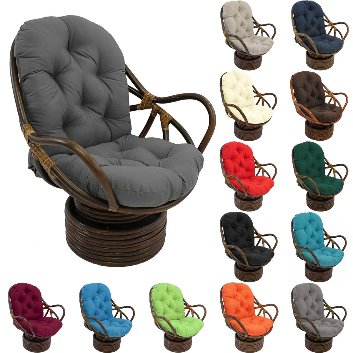 Single Sofa Cushion Rocker Cushion with Straps Replacement Thickened Polyester Comfortable and Soft Outdoor Indoor Chair Cushion