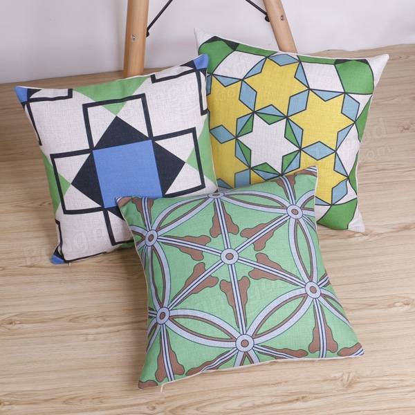 Geometric Linen Cotton Hexagonal Throw Pillow Case Square Sofa Car Office Cushion Cover