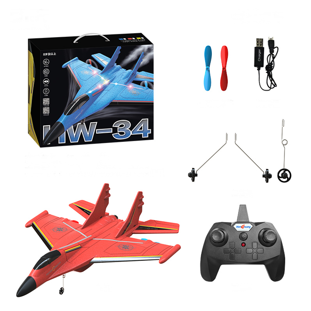 HW-34 320mm Wingspan 2.4G 2CH EPP Auto Balance RC Airplane Glider RTF Built-in Gyro With Battery LED Lights
