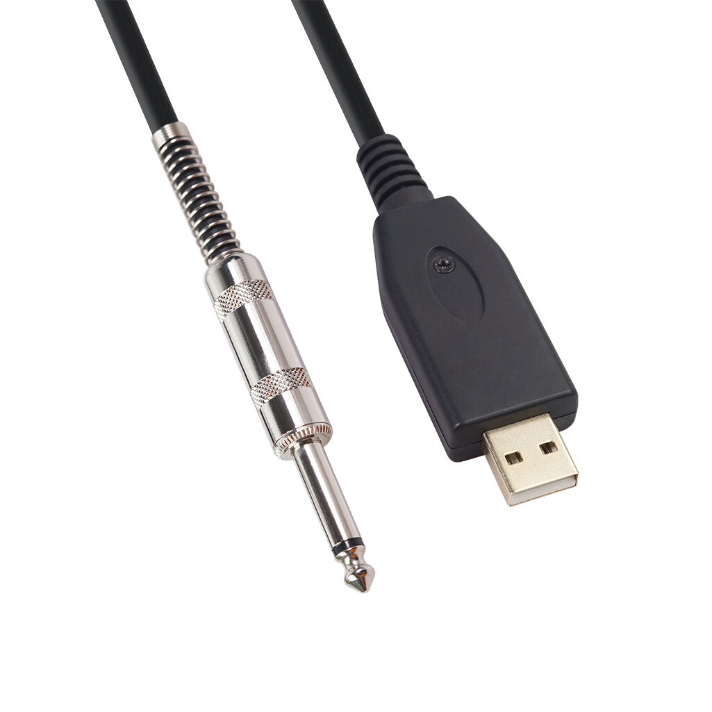 REXLIS US48S USB To 6.35mm Electric Guitar Bass Cable Single Track PC Instrument Cable Audio Adapter Converter USB Guitar Cable 2/3m