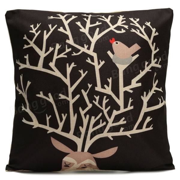 Christmas Cartoon Giraffe Deer Throw Pillow Case Home Sofa Car Cushion Cover
