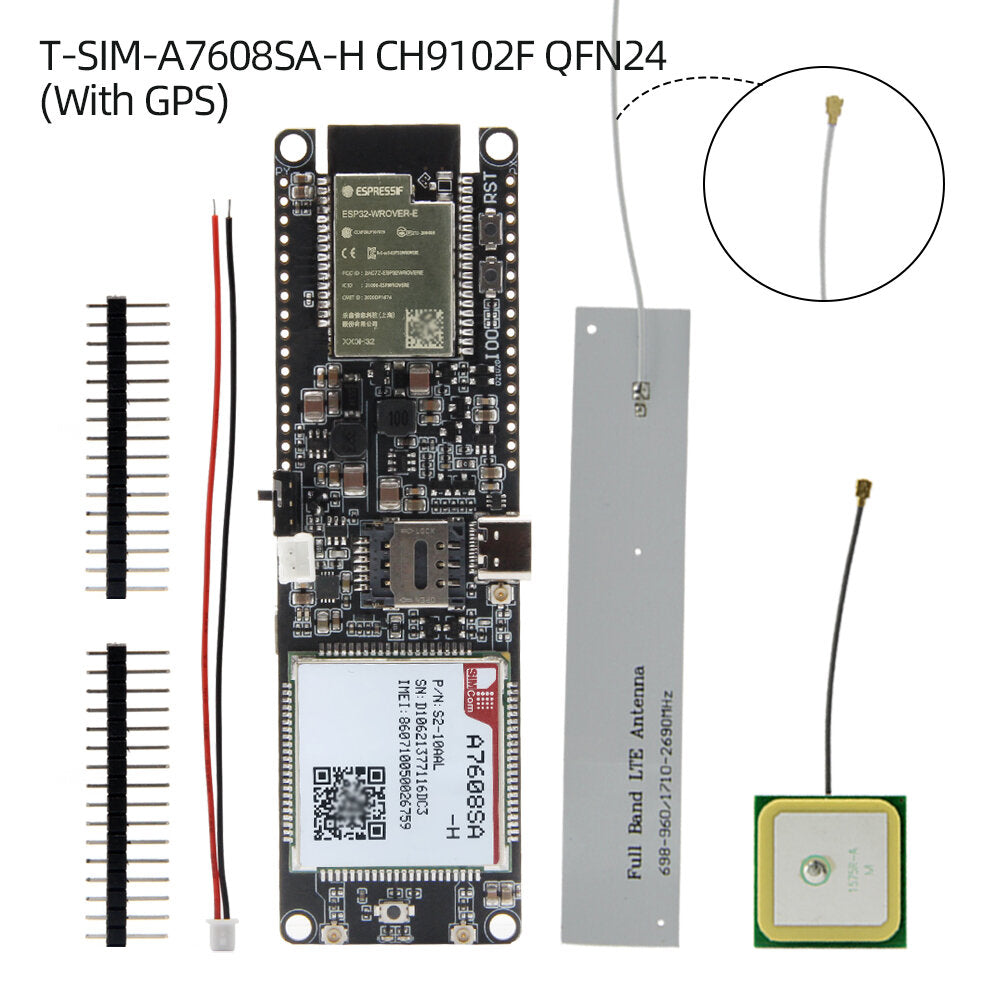 LILYGO T-A7608SA-H T-A7608E-H ESP32 SIM LTE Network GPS Antenna ESP32-WROVER-E Wireless Module WiFi Bluetooth Development Board