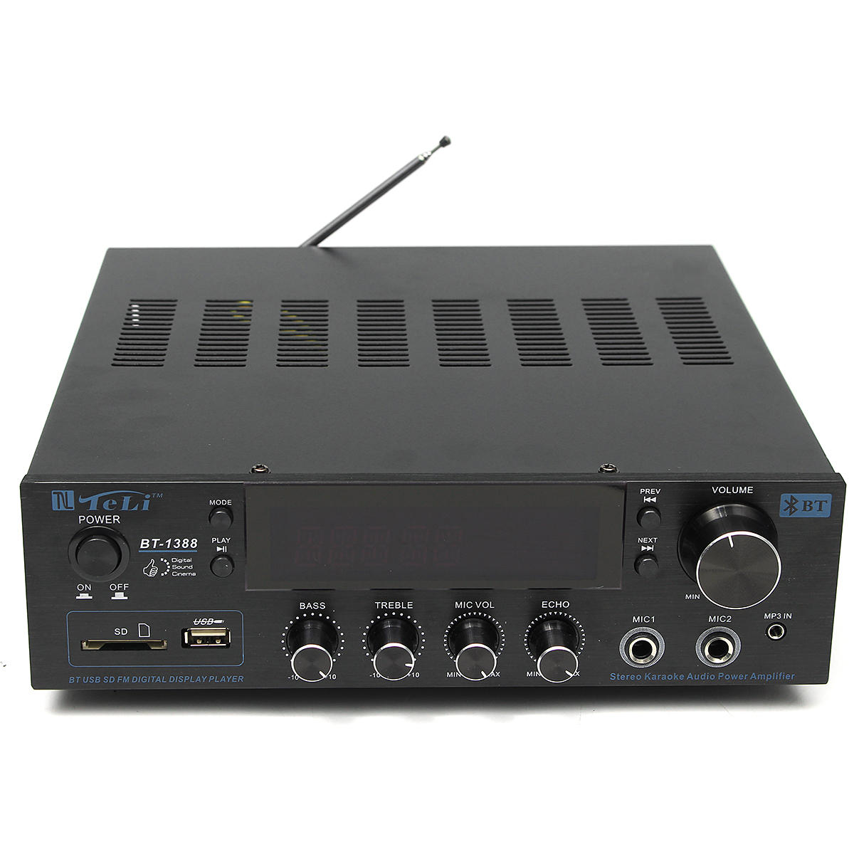 TELI BT-1388 HiFi bluetooth Power Amplifier Stereo Audio Karaoke FM Receiver USB SD