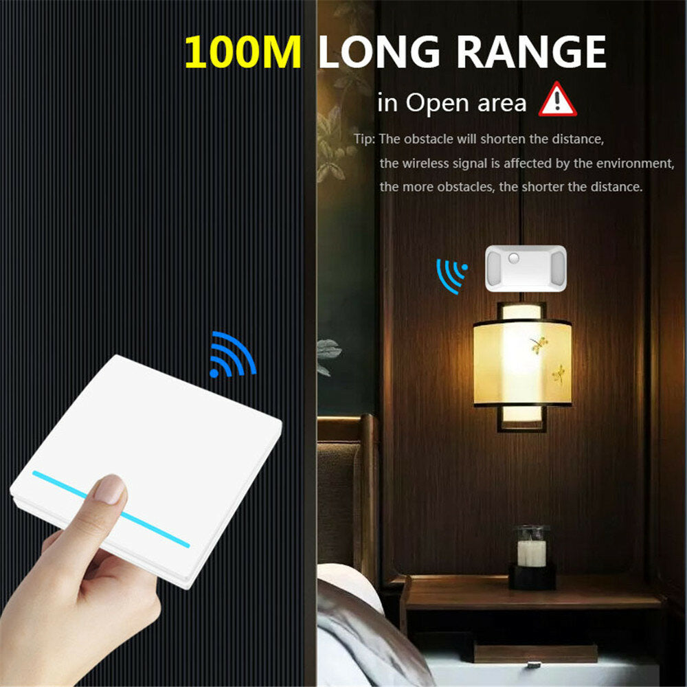 SMATRUL Black 1Gang Wireless smart Switch 433Mhz 100M RF Remote Controller
