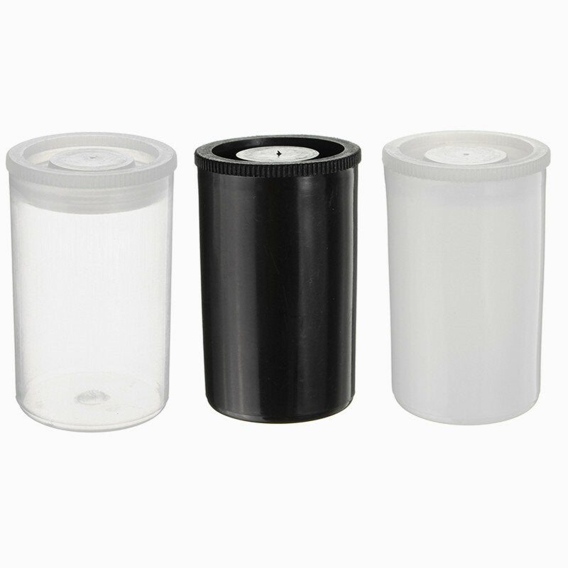 10Pcs Empty Black White Bottle 35mm Film Cans Canisters Containers for Kodak Fuji