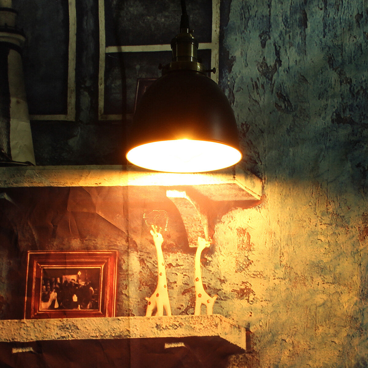 Elfeland Cafe Style Retro Ceiling Light Pendant Metal Shade-Modern Rustic Industrial Vintage Look-E27 Socket Height-adjustable Lampshade-for Loft Bar Cafe Light Ceiling Lamp Shade