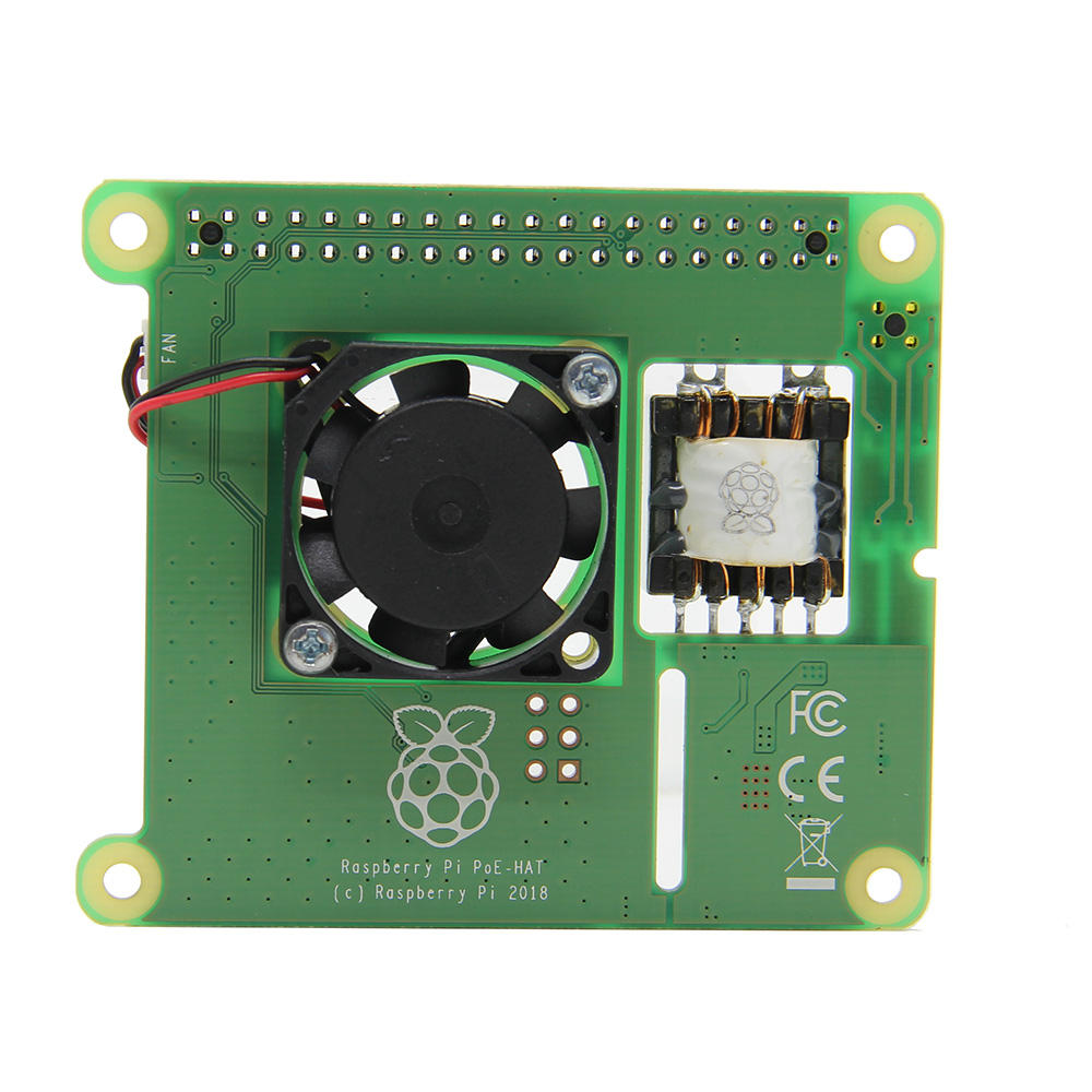 PoE HAT IEEE802.3af 5V 2.5A Output Power Over Ethernet Expansion Board + Cooling Fan for Raspberry Pi 3 Model B+(Plus)