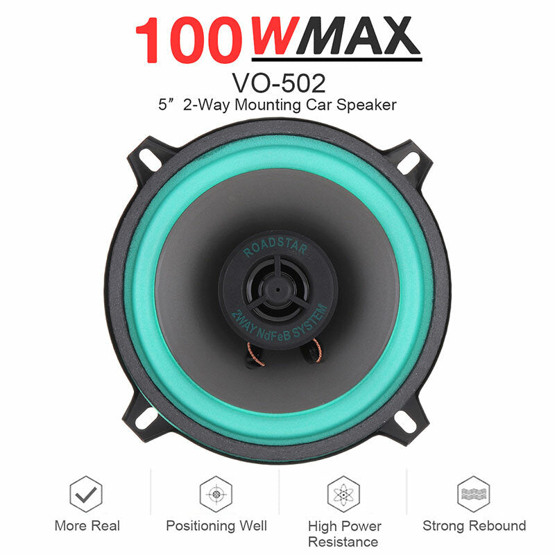 VO-502 5" 2-Way Mounting Car Speaker 100W Car Stereo Speaker HiFi Audio Vehicle Coaxial Speaker Auto Audio Loudspeaker