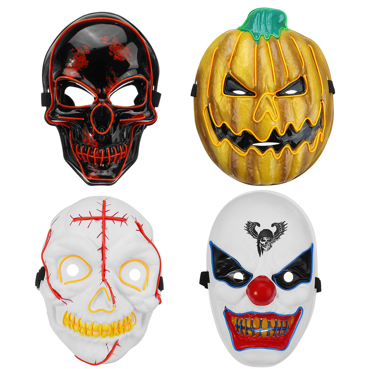 4-Modes Scary Mask Cosplay Led Costume Mask EL Wire Light Up for The Purge Movie