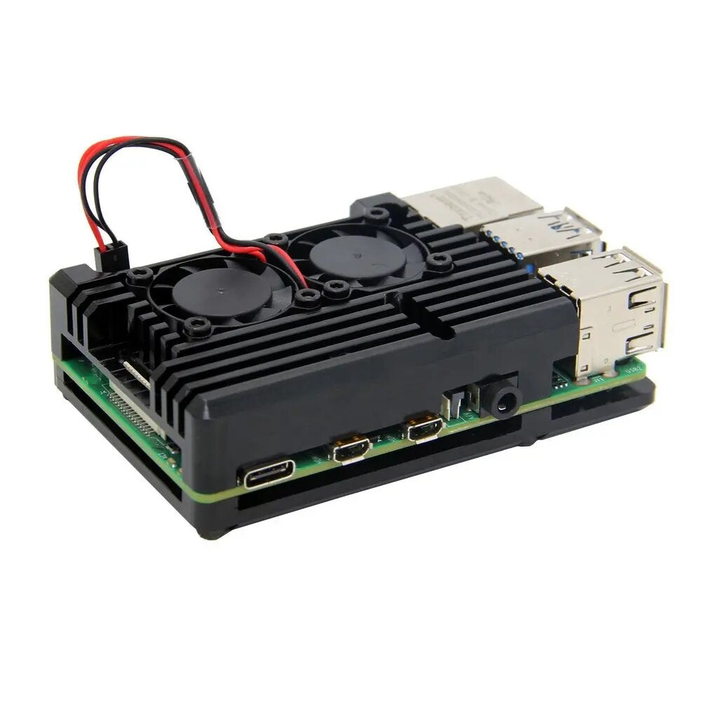 YAHBOOM Armor Aluminum Alloy Case Protective Shell Metal Enclosure with Dual Fan for Raspberry Pi 4 Model B Only