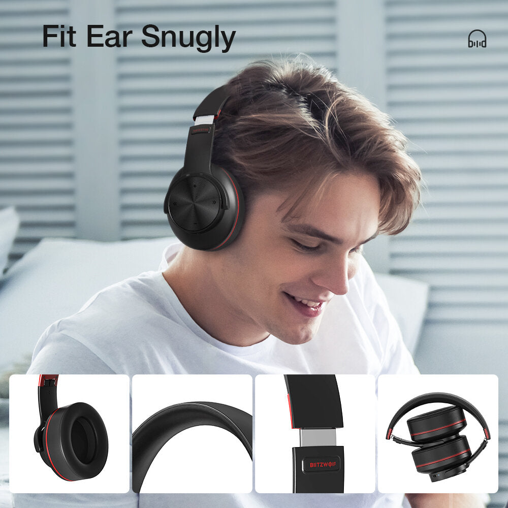 BlitzWolf BW-HP2 Pro bluetooth Headphone Wireless Headset 1000mAh 50mm Driver Bass Low Delay Gaming Headset with Mic