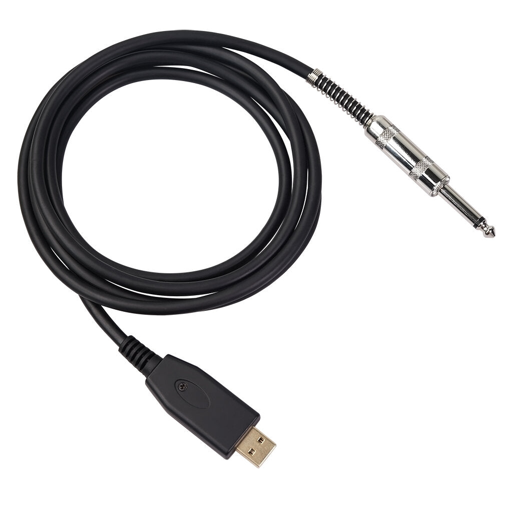 REXLIS US48S USB To 6.35mm Electric Guitar Bass Cable Single Track PC Instrument Cable Audio Adapter Converter USB Guitar Cable 2/3m