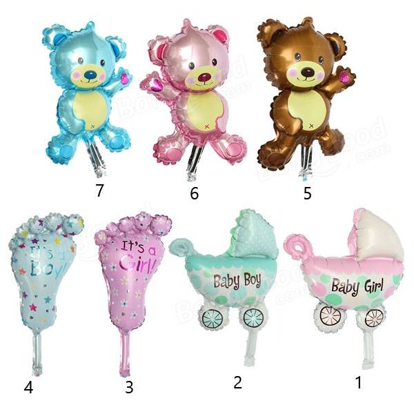Baby Girl Boy Birthday Party Balloon Stroller Foot Bear Balloons Party Decoration