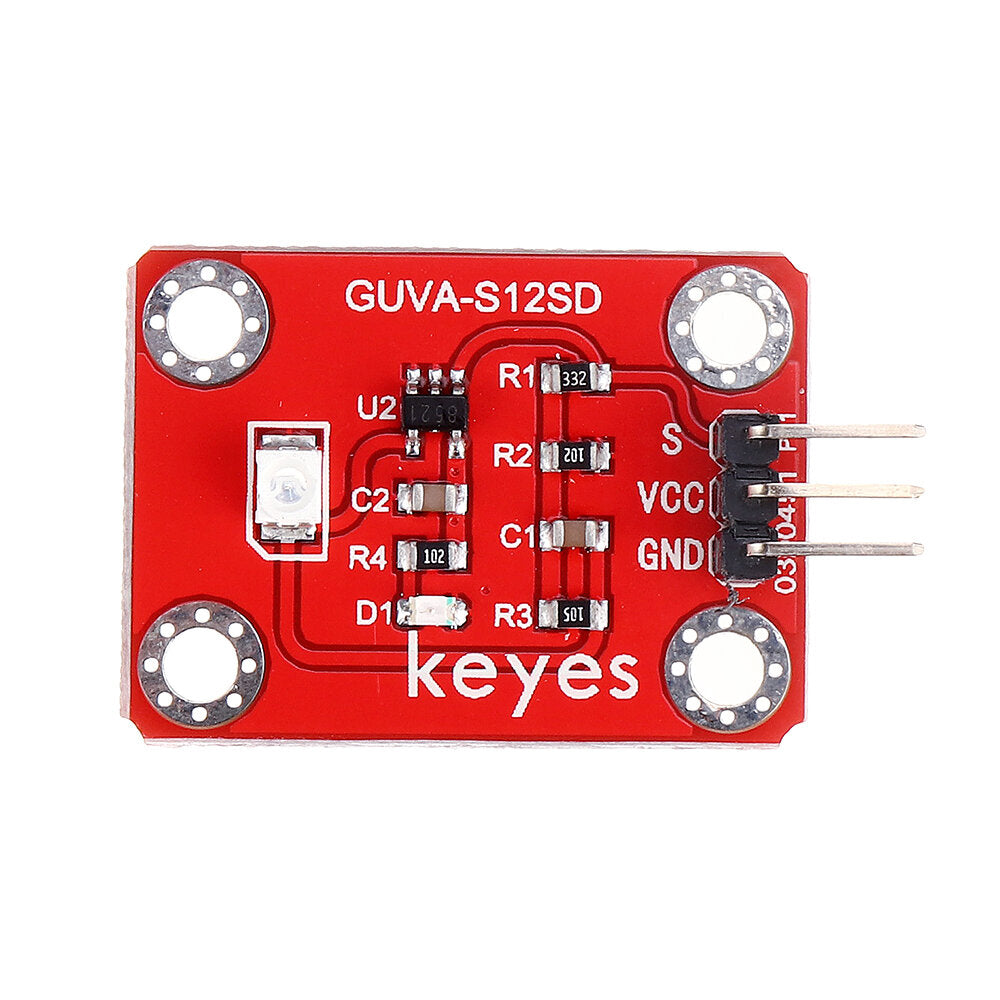 Keyes Brick GUVA-S12SD 3528 Ultraviolet Sensor(Pad hole) with Pin Header Module Analog Signal 240-370nm