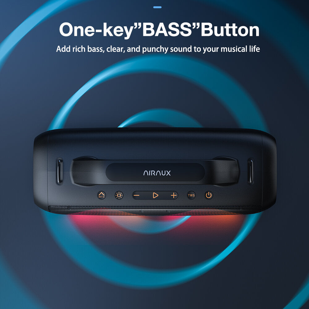 AirAux AA-DH1 50W TWS bluetooth V5.1 Speaker 360 Bass 4500mAh Battery RGB Effect IPX5 Waterproof 2.0KG Lightweight Outdoors Travel Wireless Soundbox