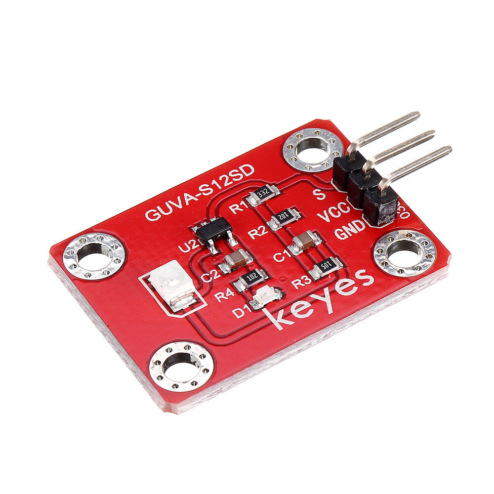 Keyes Brick GUVA-S12SD 3528 Ultraviolet Sensor(Pad hole) with Pin Header Module Analog Signal 240-370nm