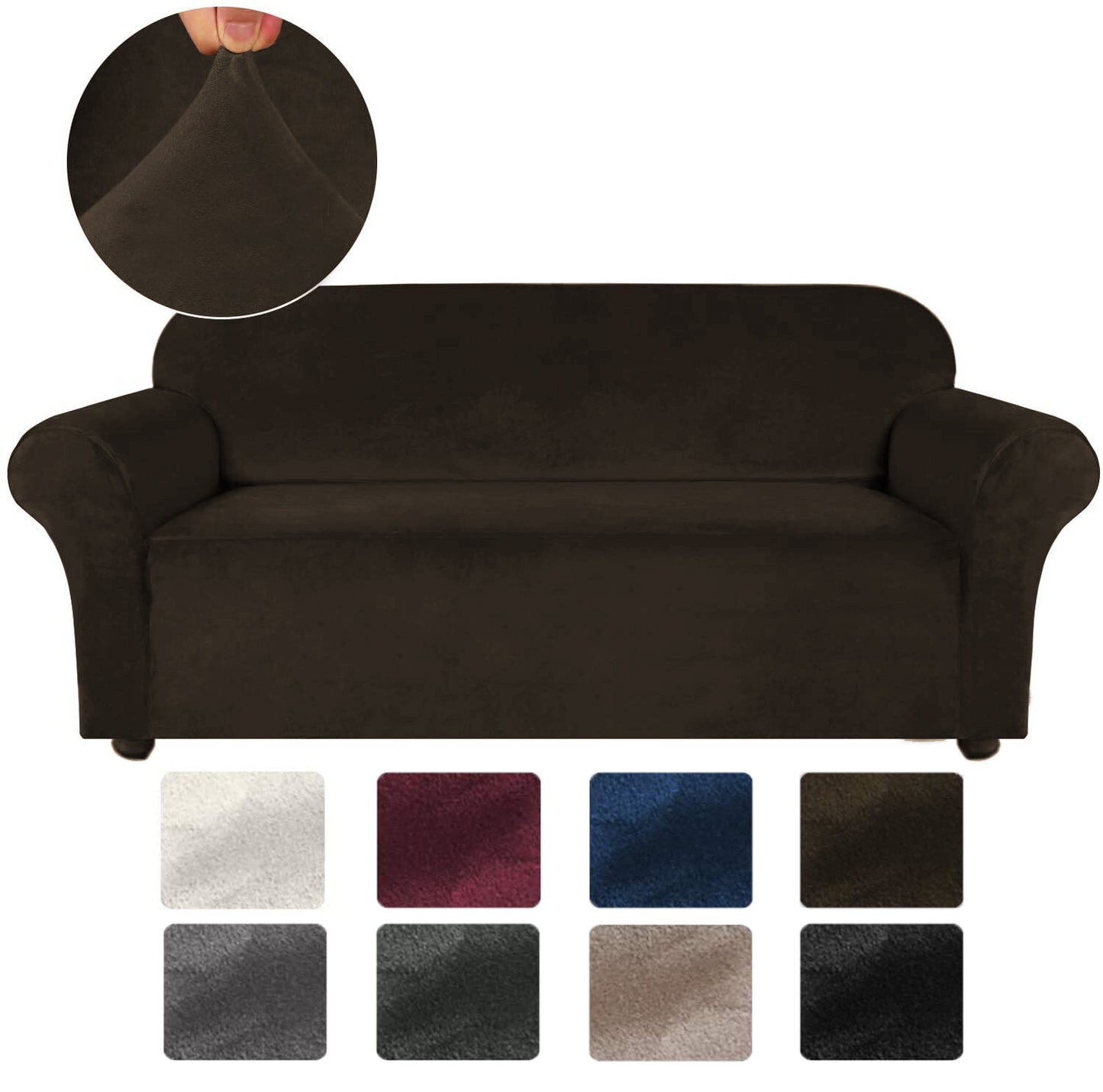 4 Seater Velvet Sofa Cover Solid Colour Thickened Plush Anti-slip Super Soft Sofa Protector Home Chair Cover