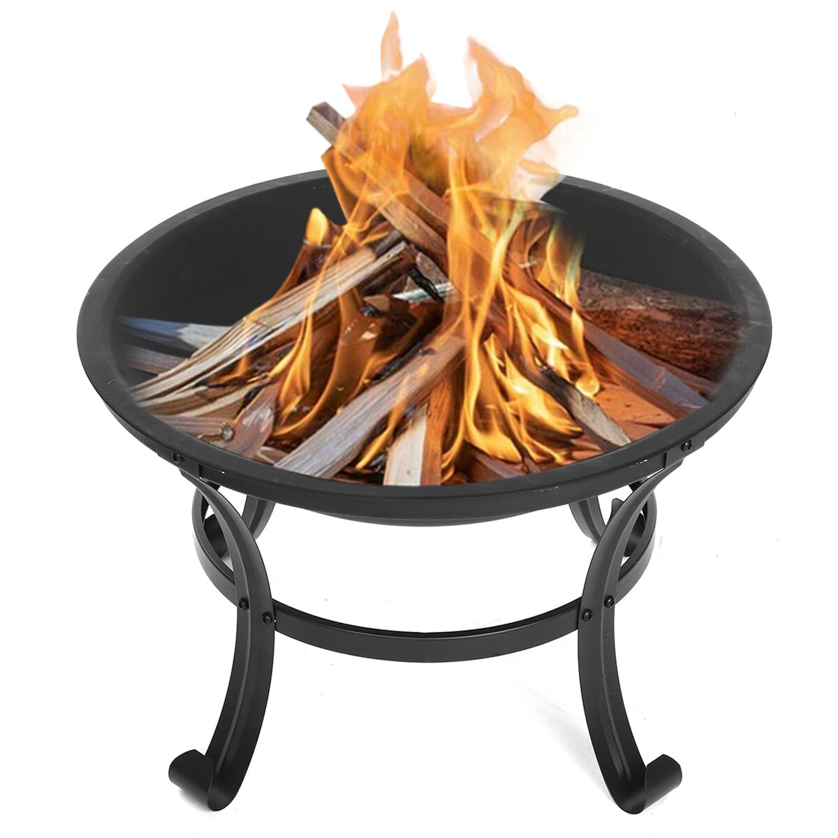 SinglyFire 22 inch Patio Steel Fire Pit Outdoor Camping Picnic Garden BBQ Grill Patio Burner Heater Cooking Stove with Spark Screen Cover
