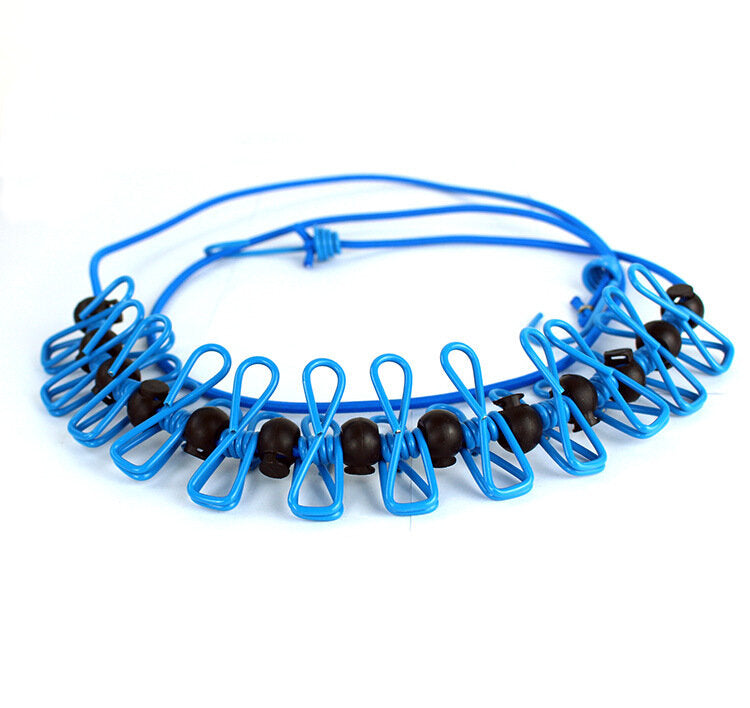 IPRee Outdooors PorTable Clothes Line Stretch Windproof Camping Rope With 12 Clips