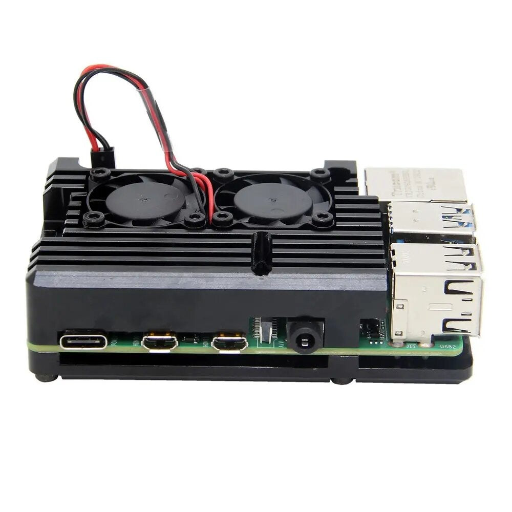 YAHBOOM Armor Aluminum Alloy Case Protective Shell Metal Enclosure with Dual Fan for Raspberry Pi 4 Model B Only