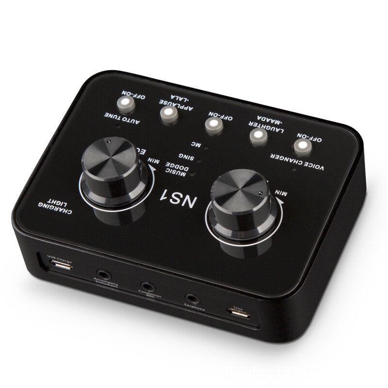 Bakeey NS1 Sound Card 1000mAh Streamer Live Broadcast Recording Capacitive microphone Sound Card for Mobile Phones PC Computer