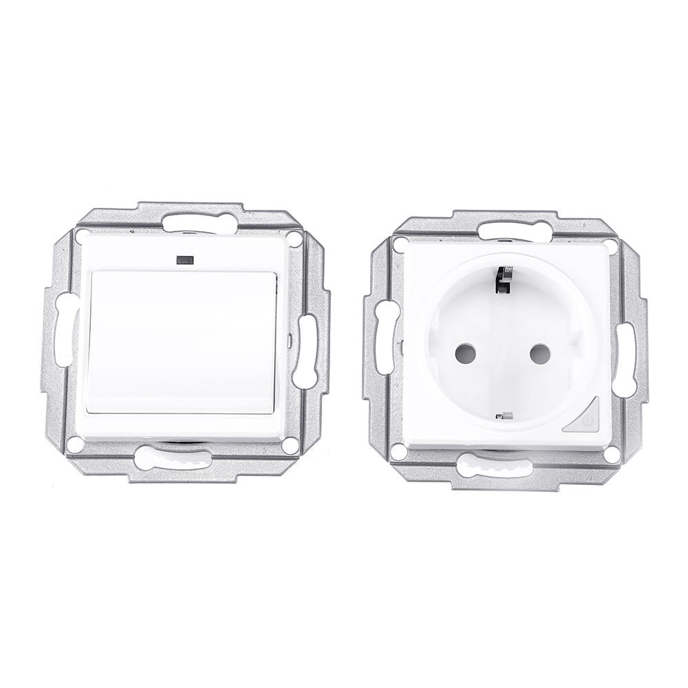 WiFi Smart Light Wall Switch Socket Outlet + 1 Gang Push Button Switch DE EU Smart Life Tuya Wireless Remote Control Work with Alexa Google Home