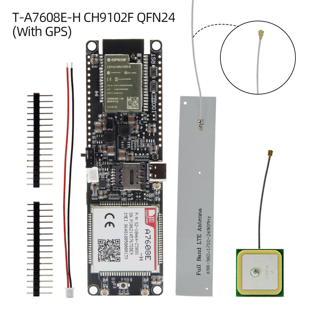 LILYGO T-A7608SA-H T-A7608E-H ESP32 SIM LTE Network GPS Antenna ESP32-WROVER-E Wireless Module WiFi Bluetooth Development Board