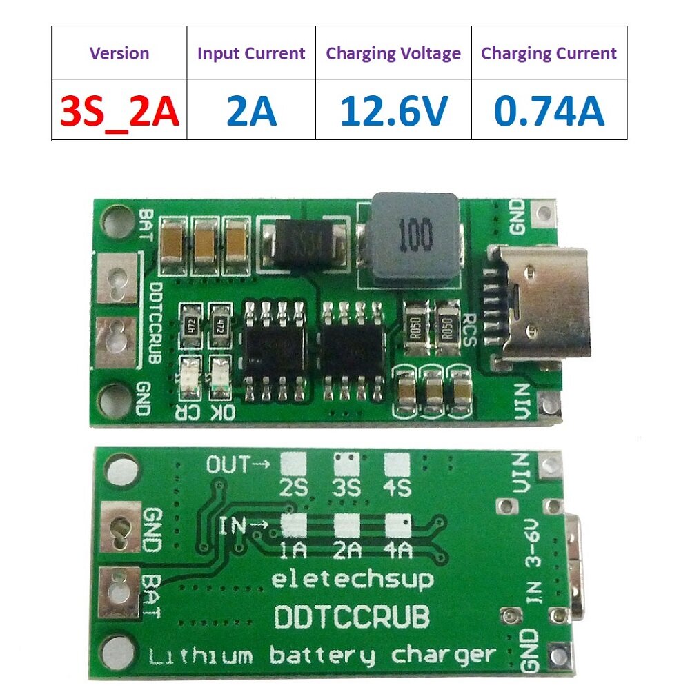 DDTCCRUB 2S/3S/4S 1-4A Battery Charger Module Step Up Boost Li-Polymer Li-ion Module Lithium Battery Charger Board Circuit Protection