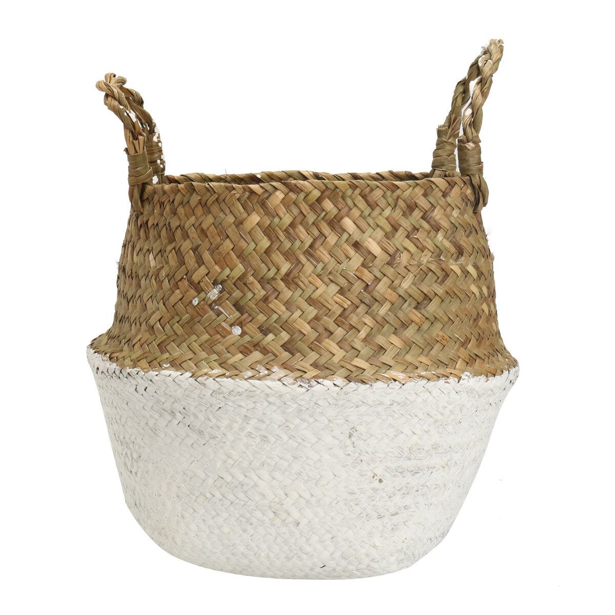 5PCS Mat Grass Belly Basket Storage Plant Pot Foldable Laundry Bag Room Decorative Flower Pot