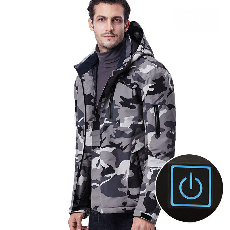 3Modes USB Electric Heated Coats Outdoor Waterproof Men Hooded Heating Jacket Thermal Winter Warm Clothes
