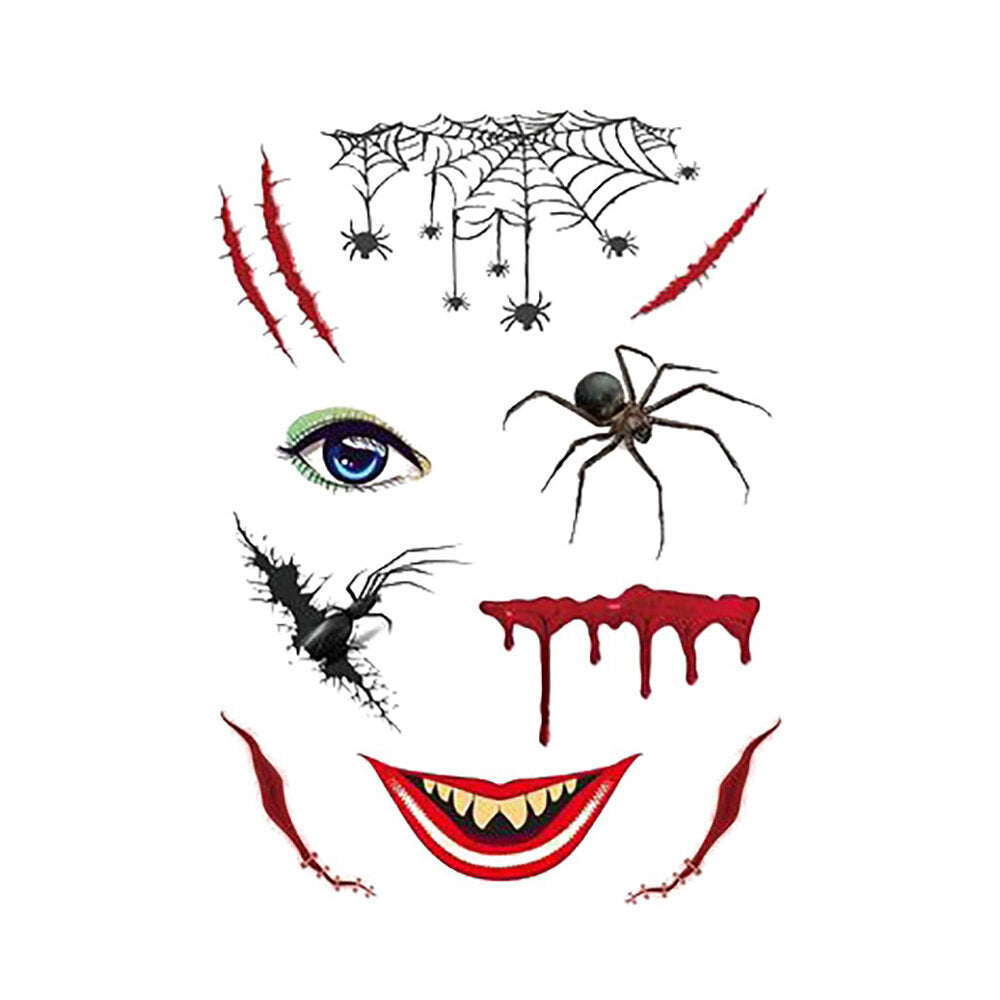 Halloween Tattoo Stickers Scary Halloween Temporary Face Tattoos Terror Wall Sticker Halloween Festival Descoration