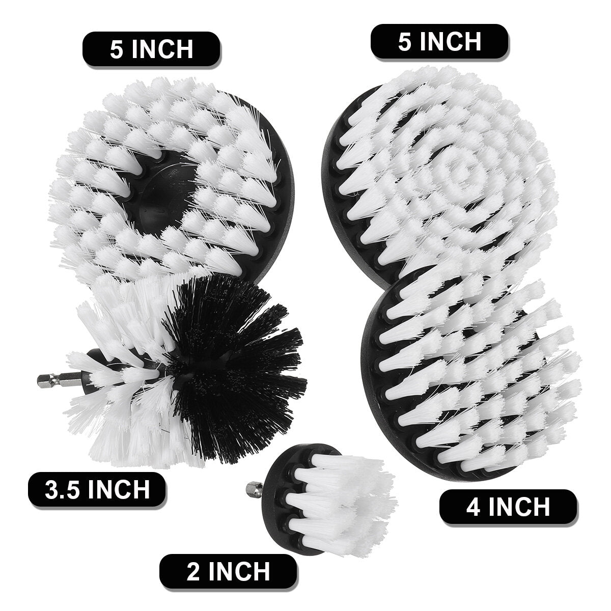 5Pcs Scrub Brush Drill Attachment Kit Power Scrubber Cleaning Brushes Grout Tile