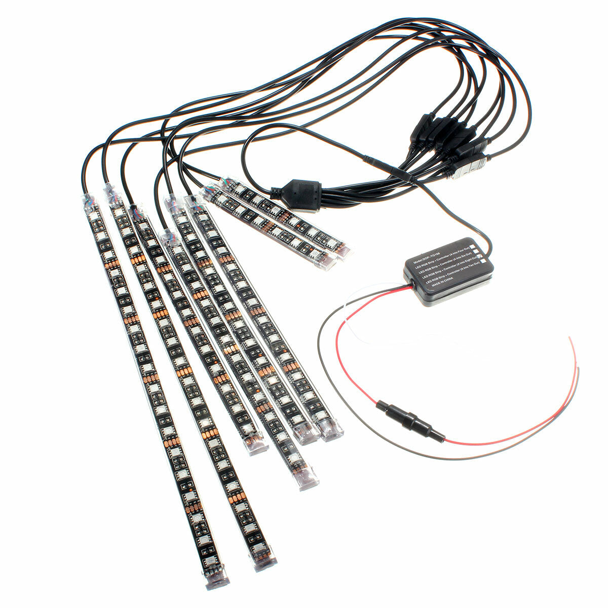 AMBOTHER 8Pcs Motorcycle LED Light Kits Strips DC 12-Volt Waterproof RGB Multi-Color Underglow Neon Ground Effect Atmosphere Lights with Remote and Adhesives Clips