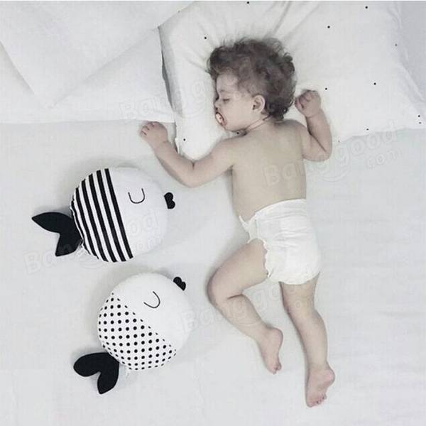 Cute Dot Stripe Kiss Fish Throw Pillow Cotton Cloth Sofa Car Bedding Cushion Home Decoration