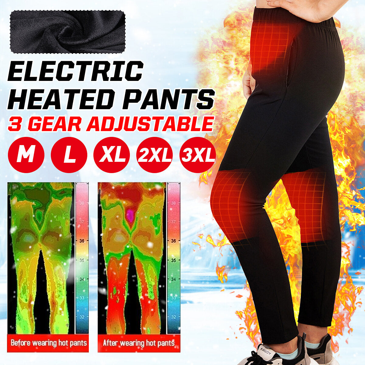 Men Women USB Electric Heated Pants Trousers Warmer Winter Heating Elastic Base