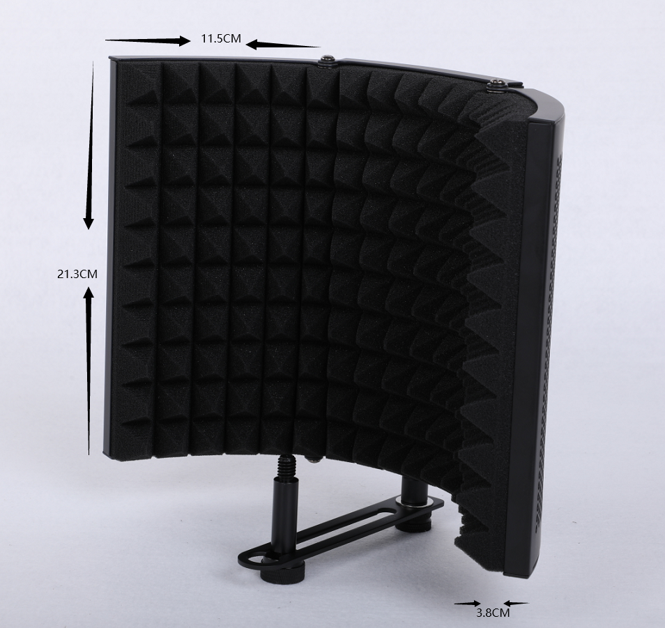 5 Panel Foldable Studio Microphone Isolation Shield Recording Sound Absorber Foam Panel Support Bracket